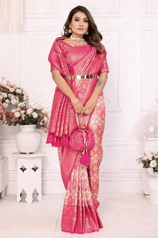 Cream Woven Banarasi Silk Traditional Saree NCSD12510186