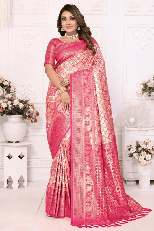 Cream Woven Banarasi Silk Traditional Saree NCSD12510186