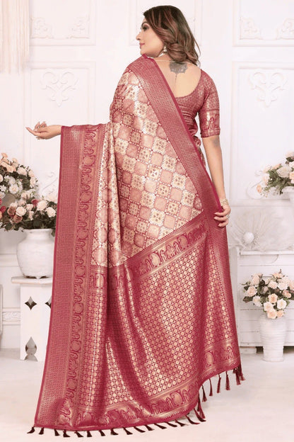 Cream Woven Banarasi Silk Traditional Saree NCSD12510188