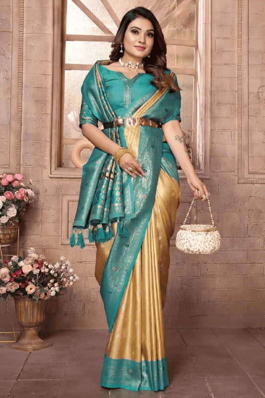 Cream Woven Pure Banarasi Tissue Silk Traditional Saree NCSD12510103