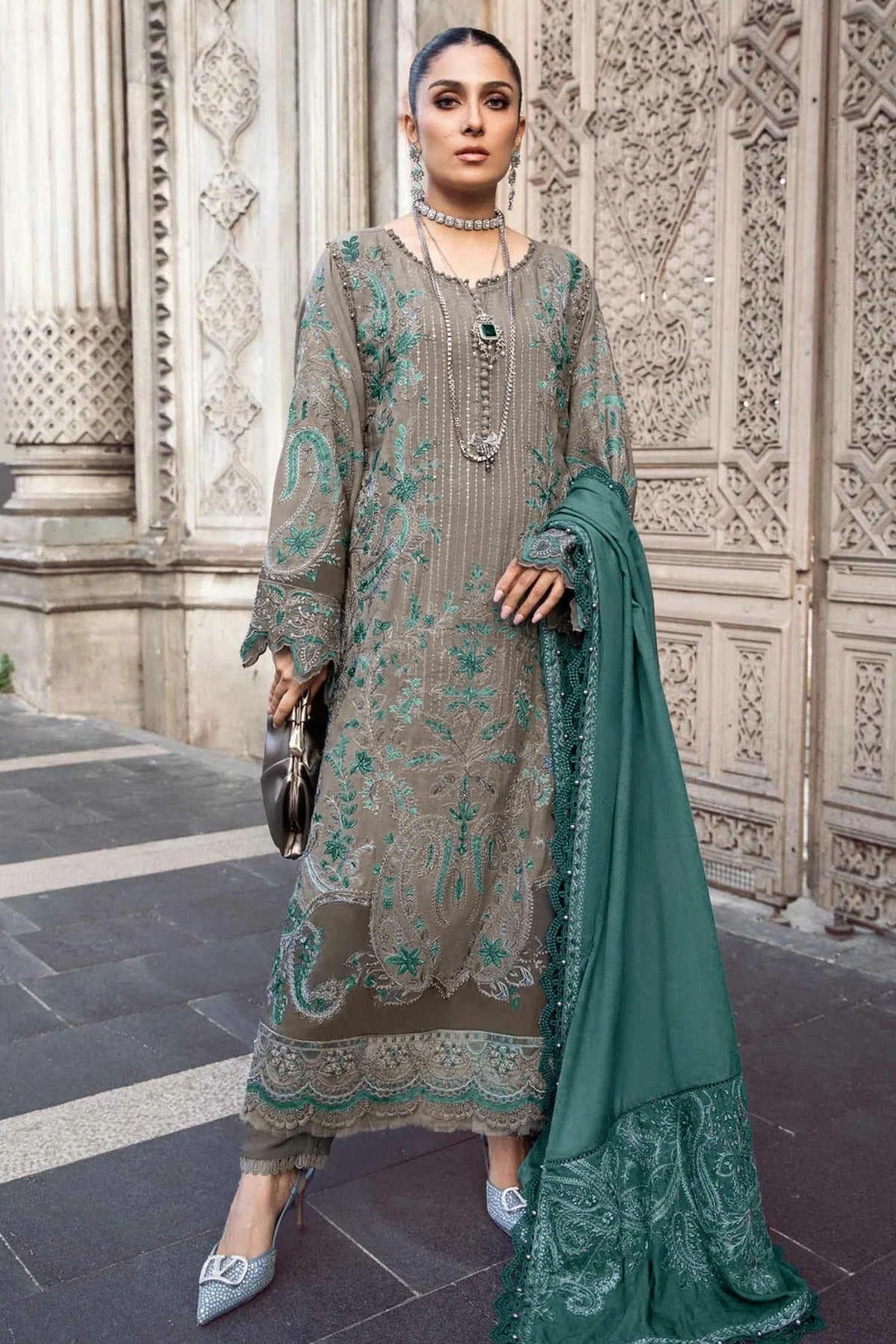 Dark Beige Rayon Semi Stitched Pakistani Suit NCSM12510208