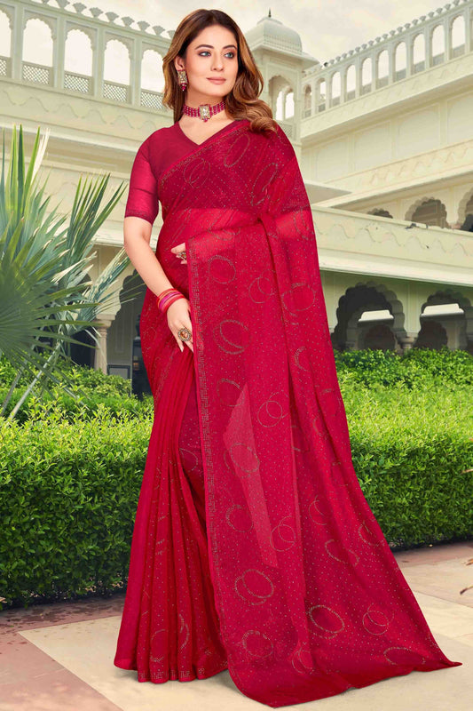 Dark Pink Simmer Chiffon Designer Saree NCSD11210939