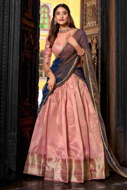 Dhupion Silk Stitched Lehenga Choli In Light Pink Colour NCLD1300022