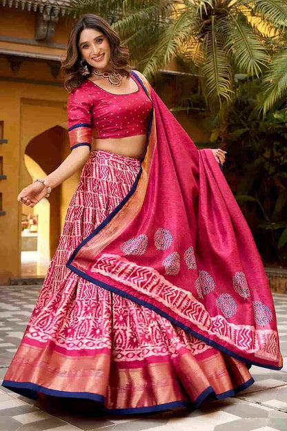 Dola Silk Batik Print Stitched Lehenga Choli In Pink Colour NCLD1300014