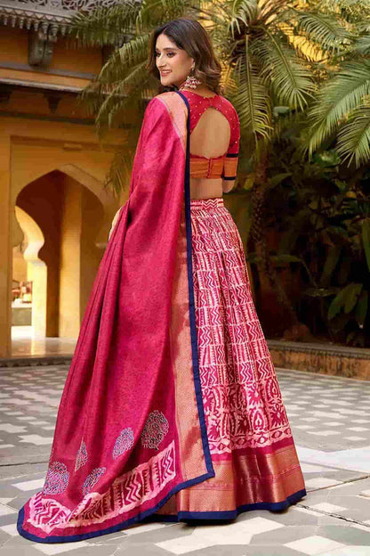 Dola Silk Batik Print Stitched Lehenga Choli In Pink Colour NCLD1300014