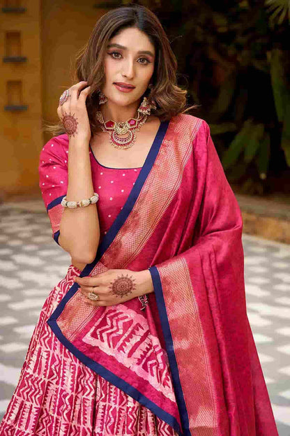 Dola Silk Batik Print Stitched Lehenga Choli In Pink Colour NCLD1300014