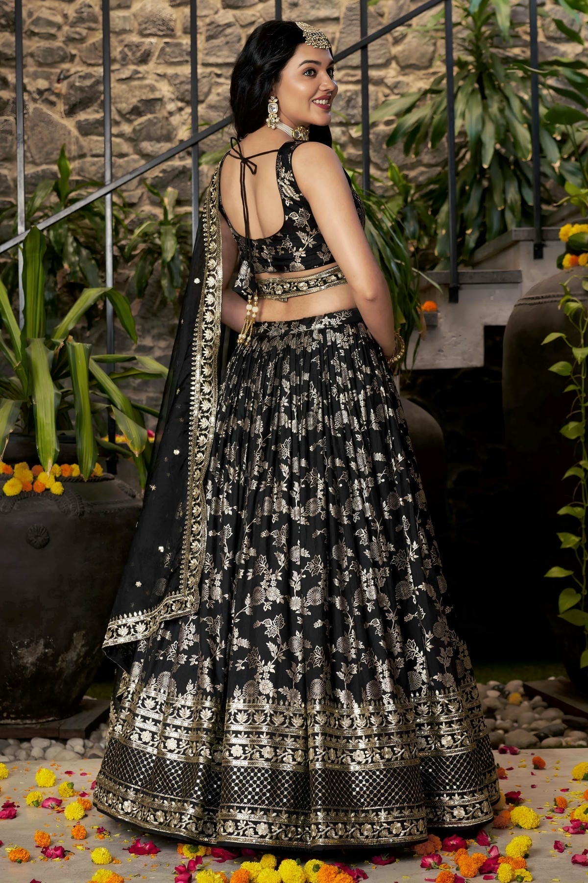 Dola Silk Jacquard Lehenga Choli In Black Colour LC10110100