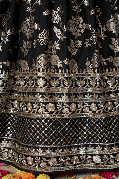 Dola Silk Jacquard Lehenga Choli In Black Colour LC10110100