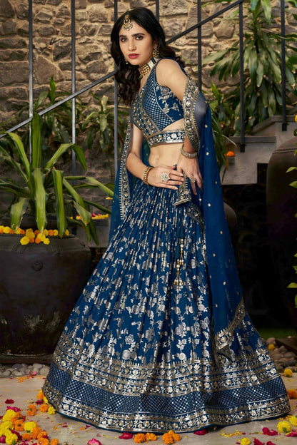 Dola Silk Jacquard Lehenga Choli In Blue Colour LC10110101