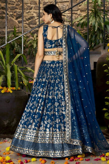 Dola Silk Jacquard Lehenga Choli In Blue Colour LC10110101