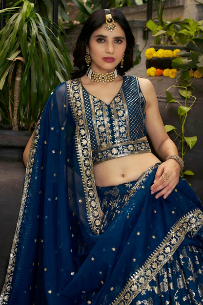 Dola Silk Jacquard Lehenga Choli In Blue Colour LC10110101