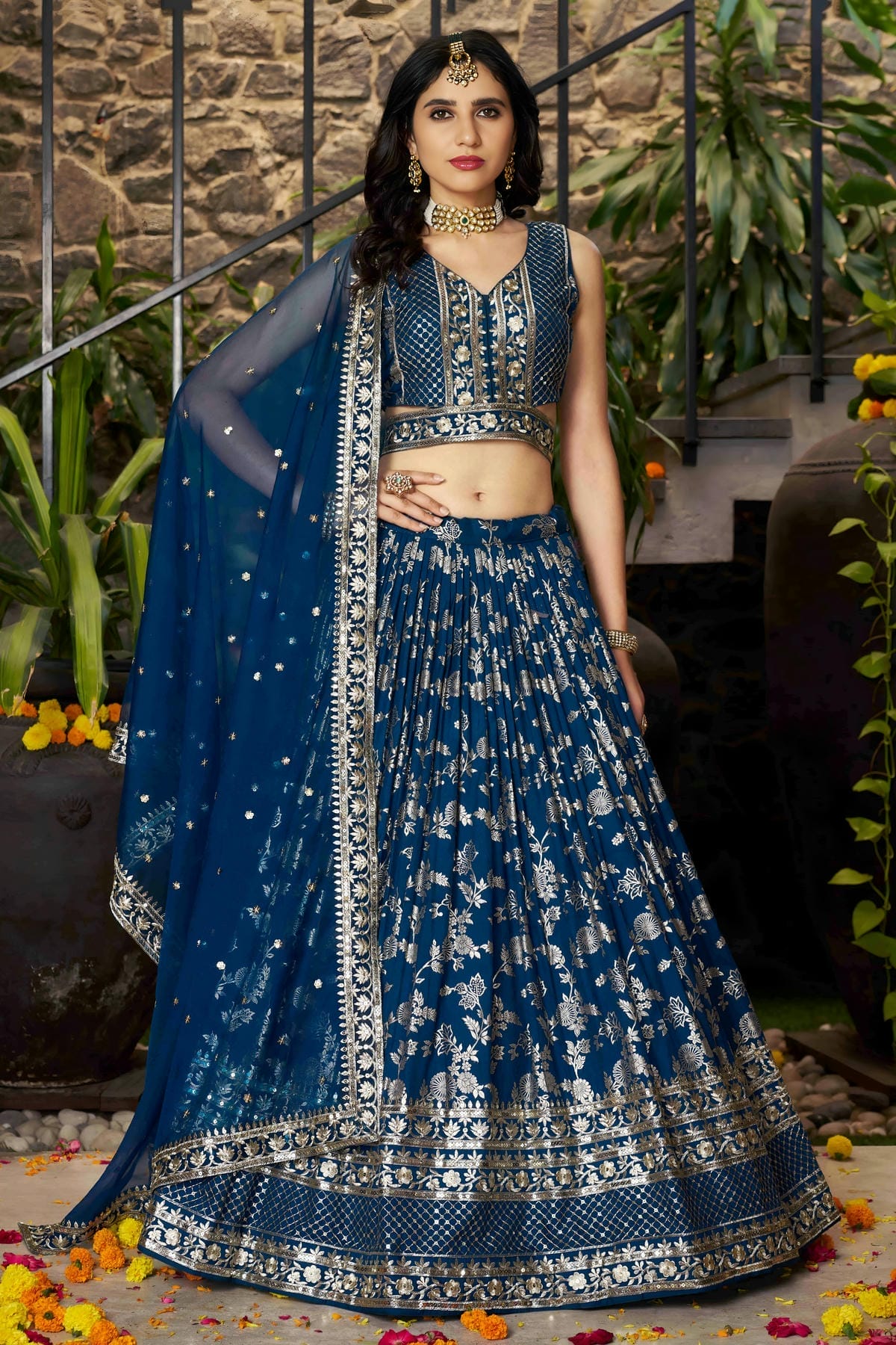 Dola Silk Jacquard Lehenga Choli In Blue Colour LC10110101