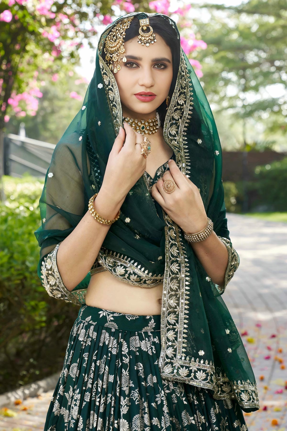 Dola Silk Jacquard Lehenga Choli In Green Colour LC10110102