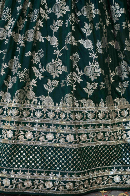 Dola Silk Jacquard Lehenga Choli In Green Colour LC10110102