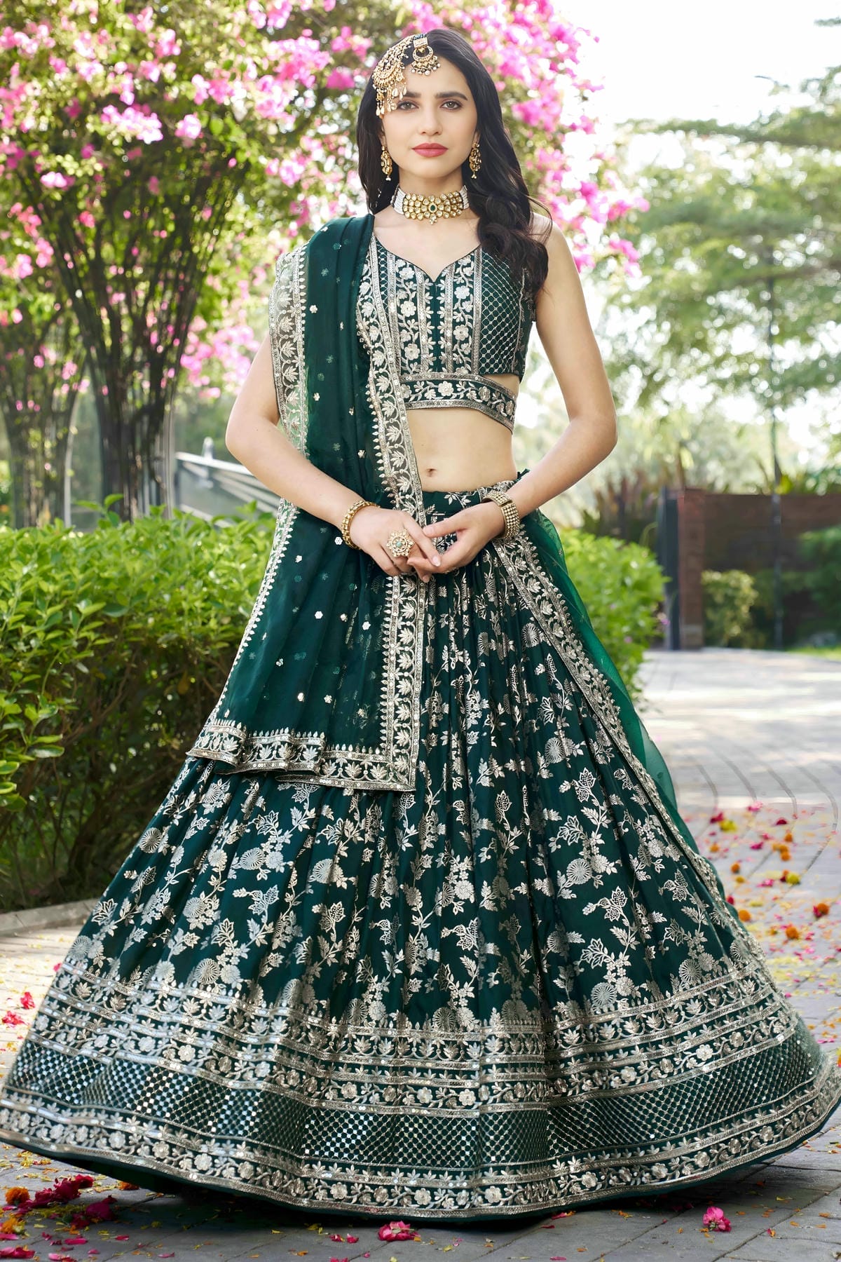 Dola Silk Jacquard Lehenga Choli In Green Colour LC10110102