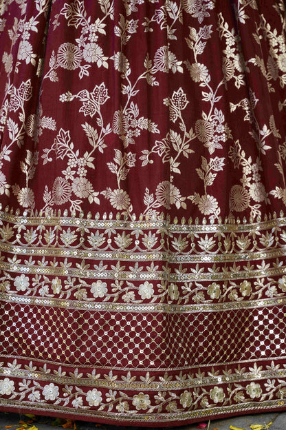 Dola Silk Jacquard Lehenga Choli In Maroon Colour LC10110104