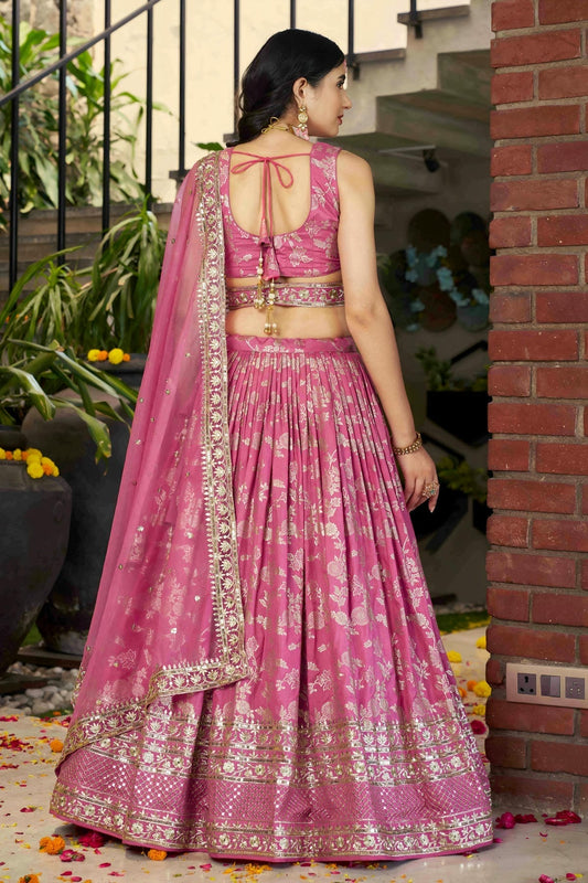 Dola Silk Jacquard Lehenga Choli In Pink Colour LC10110106