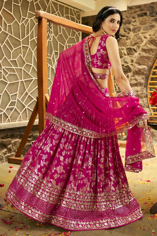 Dola Silk Jacquard Lehenga Choli In Pink Colour LC10110108
