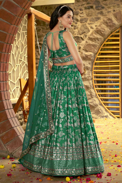 Dola Silk Jacquard Lehenga Choli In Rama Green Colour LC10110107