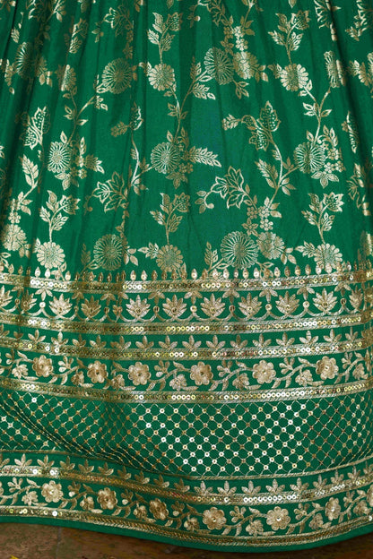 Dola Silk Jacquard Lehenga Choli In Rama Green Colour LC10110107