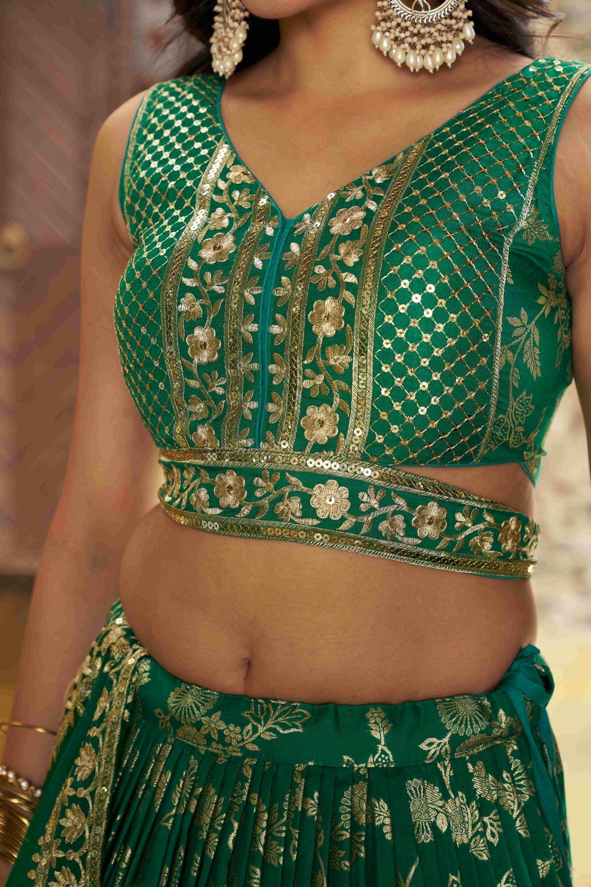 Dola Silk Jacquard Lehenga Choli In Rama Green Colour LC10110107