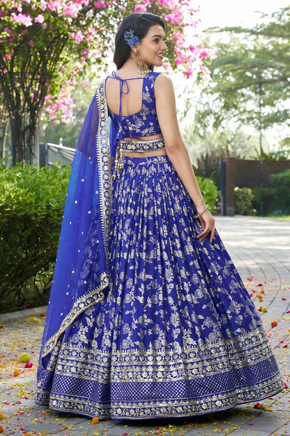 Dola Silk Jacquard Lehenga Choli In Royal Blue Colour LC10110109