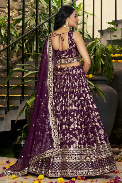 Dola Silk Jacquard Lehenga Choli In Wine Colour LC10110110