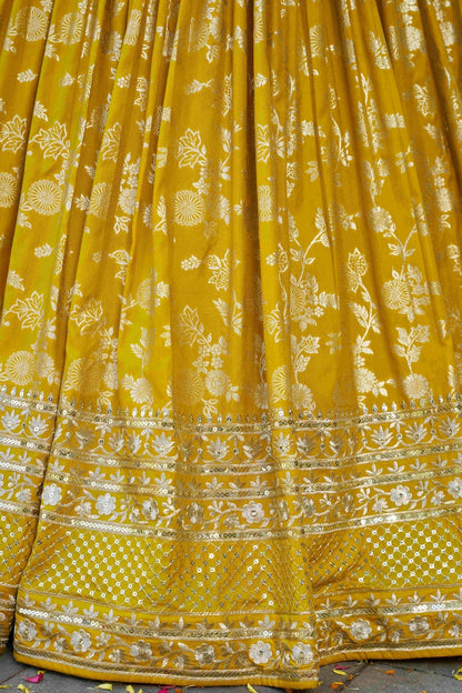 Dola Silk Jacquard Lehenga Choli In Yellow Colour LC10110111
