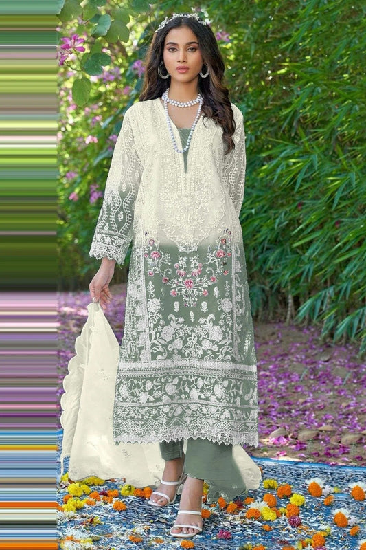 Dusty Green Organza Pakistani Suit NCSM11410577