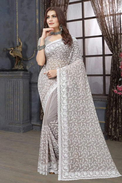 Dusty Grey Georgette Saree NCSD10910276