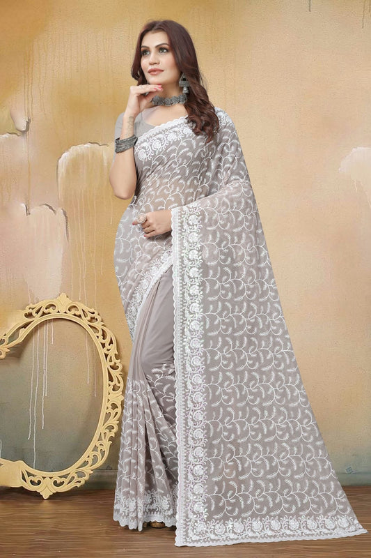 Dusty Grey Georgette Saree NCSD10910305