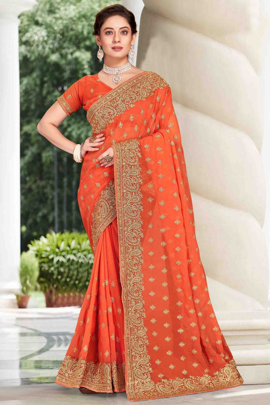 Dusty Orange Georgette Designer Saree NCSD11210891