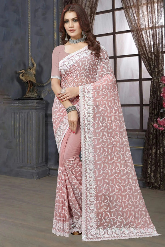 Dusty Peach Georgette Saree NCSD10910277
