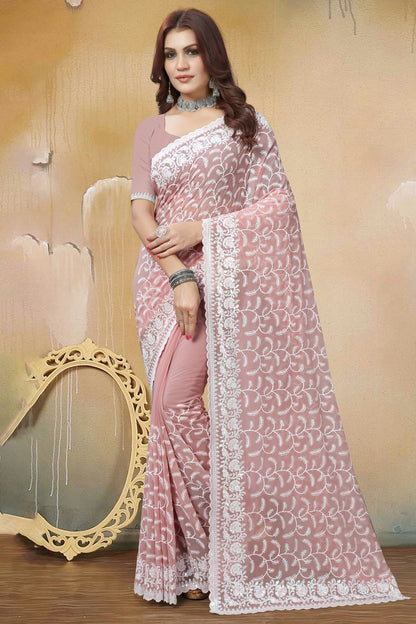 Dusty Peach Georgette Saree NCSD10910306