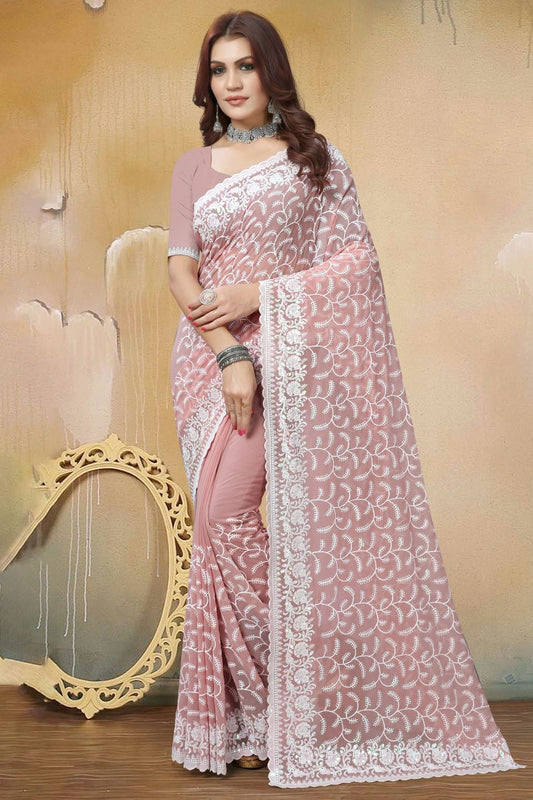 Dusty Peach Georgette Saree NCSD10910306
