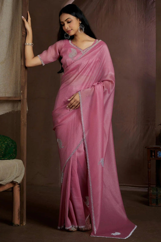 Dusty Pink Crush Silk Designer Saree NCSD11210212