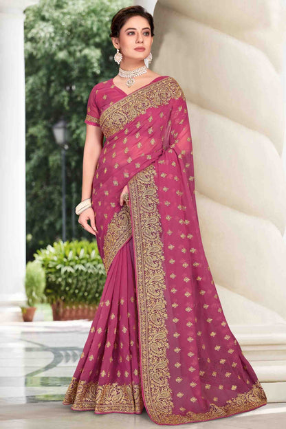 Dusty Pink Georgette Designer Saree NCSD11210892