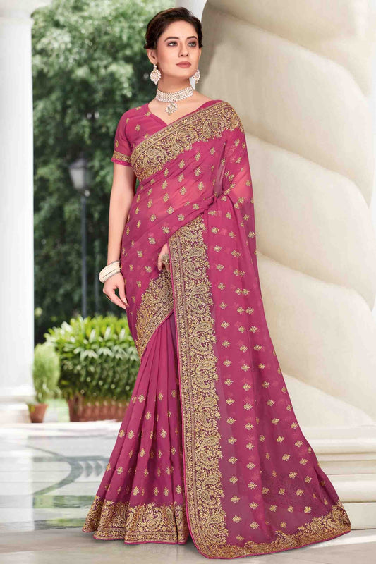 Dusty Pink Georgette Designer Saree NCSD11210892