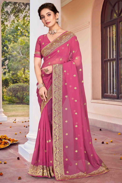 Dusty Pink Georgette Designer Saree NCSD11210902