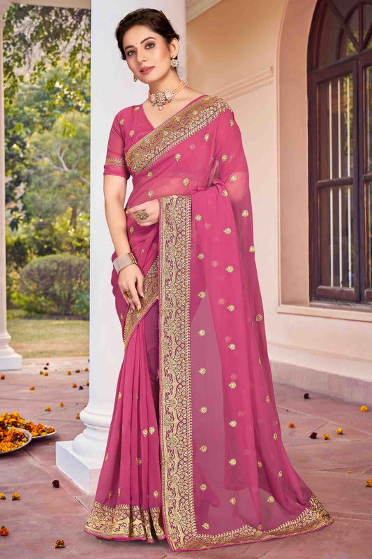Dusty Pink Georgette Designer Saree NCSD11210902