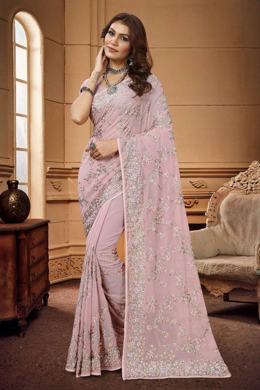Dusty Pink Georgette Saree NCSD10910294