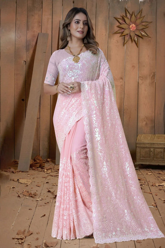 Dusty Pink Georgette Saree NCSD10910331
