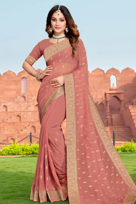 Dusty Pink Georgette Saree NCSD10910351