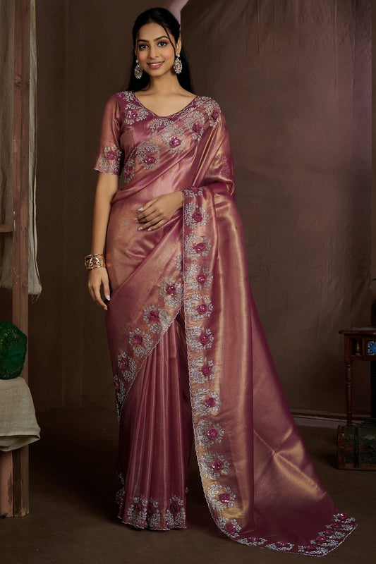 Dusty Pink Jute Coting Silk Designer Saree NCSD11210197