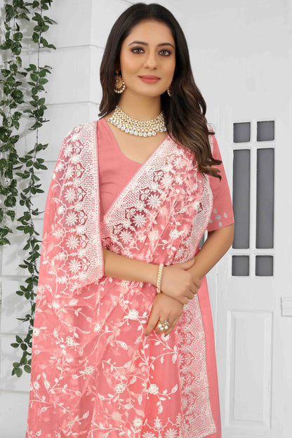 Dusty Pink Net Designer Saree NCSD10910746