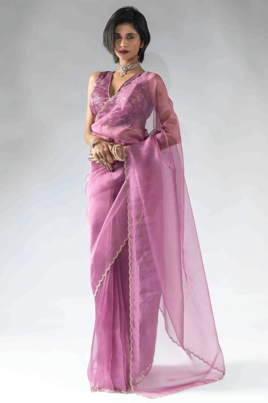 Dusty Pink Tissue Silk Ready To Wear Saree NCSD11210105