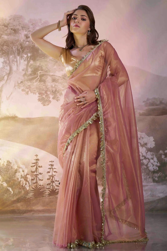 Dusty Pink Twill Net Designer Saree NCSD11110834