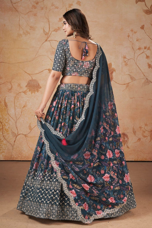 Faux Georgette Designer Lehenga CholiIn Blue  NCLC12710105