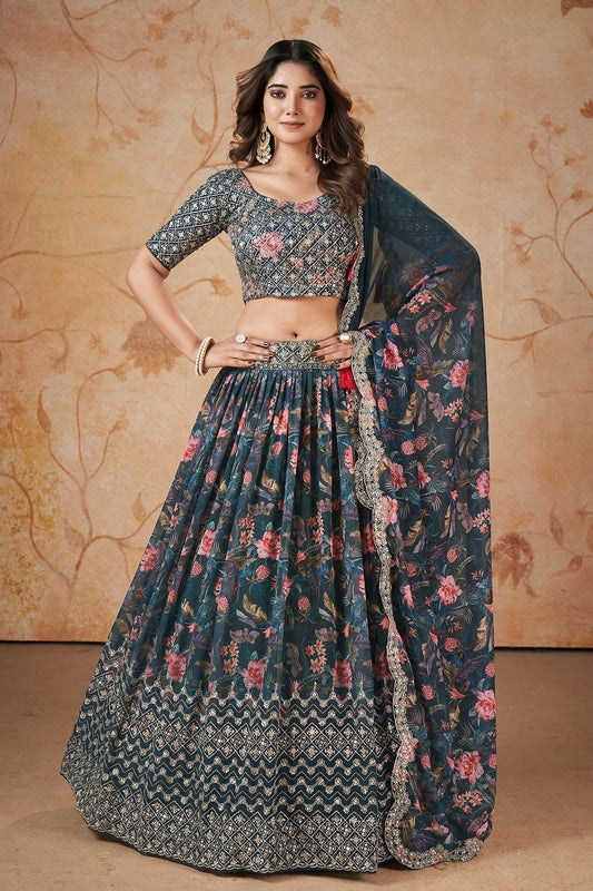 Faux Georgette Designer Lehenga CholiIn Blue NCLC12710105