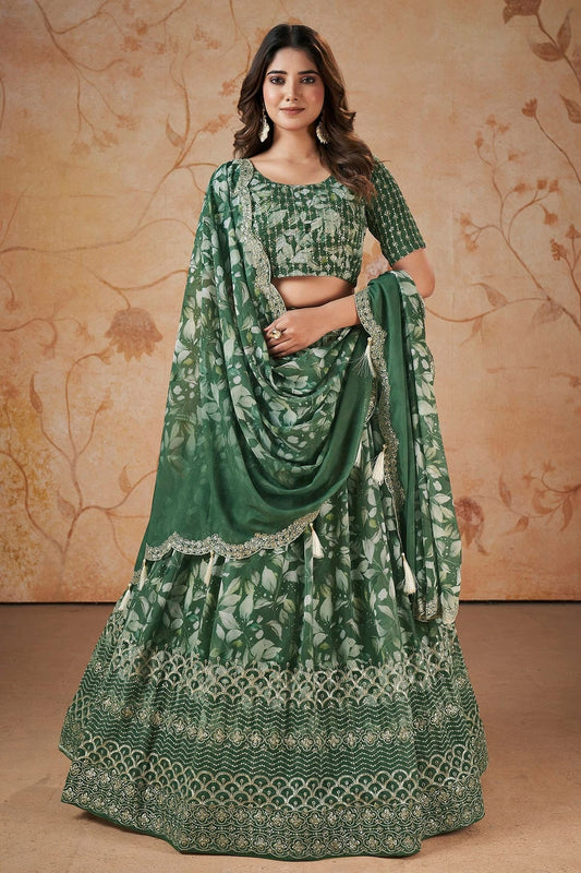 Faux Georgette Designer Lehenga CholiIn Green NCLC12710103